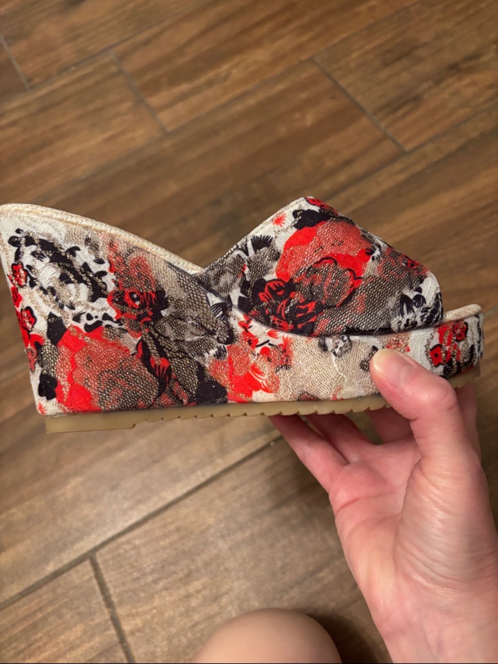 Wedge Slide Sandals in Floral Multi-Color - Picture 2 of 10